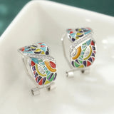 Vintage Chic Design Multicolour Handmade Enamel Hoop Delicate Earrings
