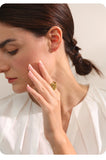 Stainless Steel 18K Gold Plated Geometric Golden Wide Trendy Ring Charm Jewellery