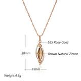 14K Gold Filled Fashion AAA Red or Brown Zircon Crystal Rhombus Pendant And Necklace