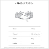Marquise-cut AAAA Lab Created Diamonds Shimmering Leaves 925 Silver Ring
