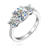 Terrific 3-stone Real 3.6CT Moissanite Diamonds Wedding Engagement Promise Rings for Women - Silver Fine Jewellery
