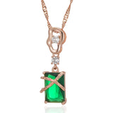 Marvelous Unique 14K Rolled Rose Gold Green AAA Zircon Crystals Necklace For Women - Fashion Jewellery