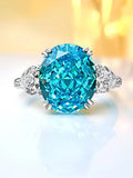 Fashionable and Luxury Sea Blue Treasure Egg Ring Set with AAAAA High Carbon Diamonds, Versatile Party Jewellery