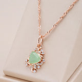 14K Gold Filled Trend Green AAA Zircon Crystals Flower Elegant Fine Pendant Necklace