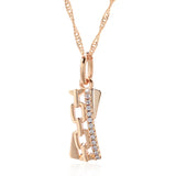 14K Rolled Gold Fashion Hollow Chain Inlay AAA Zircon Diamonds Geometric Pendant Necklace