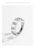 New Design Silver AAAA Lab Created Diamonds Vintage Geometric Hollow Wide Rings