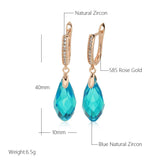 Stunning 14K Gold Filled Luxury AAA Zircon Green Blue Crystal Earrings