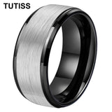 Stepped Beveled Brushed Finish 10MM Classic Men Women Tungsten Carbide Rings