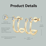 C-shaped 4mm*3mm D colour VVS1 Moissanite Diamonds Stud Earrings For Women - Silver Wedding Jewellery Gift - The Jewellery Supermarket