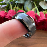 Popular Ring Beveled Polished Brushed 6/8mm Men Women Tungsten Wedding Rings