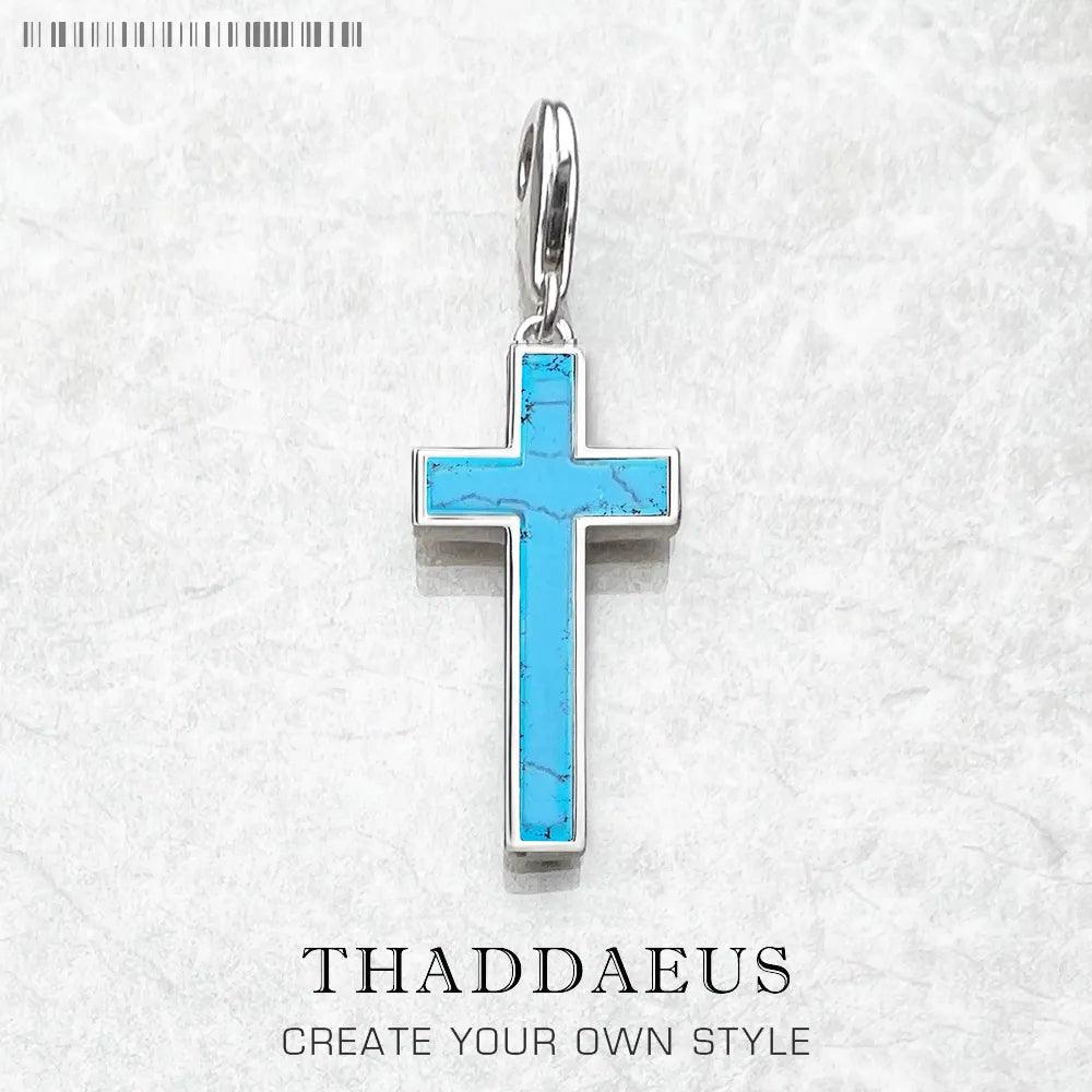 New Arrival Blue Cross Charm Pendant Christian 925 Sterling Silver Jewellery For Women - Ideal Gift - The Jewellery Supermarket