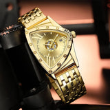 Luxury Brand Triangle Men Sports Quartz Watches For Men - Stainless Steel Golden Waterproof Popular Wrist Watches