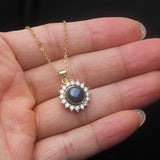 Sunburst Design Real Multicolour Pearls AAA Zircon Diamonds Silver Earrings