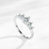 Crown-Inspired Tiara Design Marquise Cut AAAA Lab Created Diamonds Silver Ring
