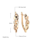 Gorgeous 14K Filled Rose Gold with AAA Cz Damonds Spiral Drop Earrings For Women - High Quality Jewellery