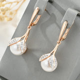 14 Karat Gold Filled AAA Zircon Diamonds White Big Pearl Long Drop Luxury Earrings