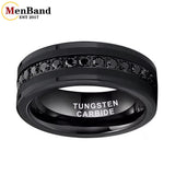 High Quality Black Cubic Zirconia Stones Inlay 8MM  Tungsten Wedding Rings