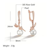 14 Karat Rolled Gold Luxury Angel Pearl Drop Fashion Wedding Jewelry Earrings for Women