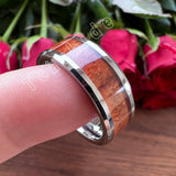 New Koa Wood Inlay Beveled Polished 6mm 8mm Tungsten Ring for Men Women