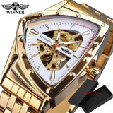 Top Brand Military Triangle Skeleton Automatic Luxury Full Stainless Steel Luminous Mens Sports Mechanical Watches