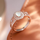 New Oval Cut Luxury AAA Zircon Emerald With 14K Rolled Rose Gold Flower Ring Ethnic Daily Jewellery