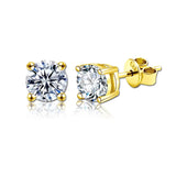 Fabulous Moissanite Diamonds 925 Silver 18K Plated Stud Earrings for Men Women