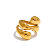18K Gold Plated New Irregular Stainless Steel Stylish Unique Texture Distinctive Ring