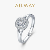 Super 925 Sterling Silver Princess Cut Hollow AAAA Lab Created Diamonds Rings