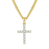 Charming Gold Plated Cross Pendant for Necklace Inlaid with 3mm 4mm 5mm Moissanite Diamonds - 
 Silver Pendants - The Jewellery Supermarket