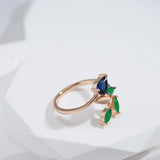 Vintage Leaf  Simple Rolled 14K Rose Gold With AAA Zircon Crystals Rings for Women - High Quality Fine Jewellery