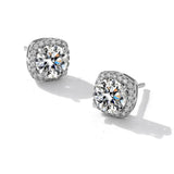 Amazing 0.5/1/2CT D Colour Moissanite - S925 Silver Classic Square Wrap Ear Stud Earrings For Women Fine Jewellery - The Jewellery Supermarket