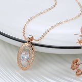 Sensational Rolled 14K Rose Gold Oval AAA Zircon Setting Necklace For Woman - Ethnic Style Jewellery