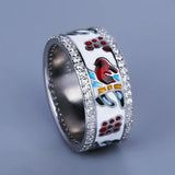 New Handmade Enamel Flamingo 925 Fashion Colourful Creative Ethnic Style Ring