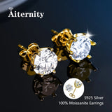 New Silver Moissanite Diamond Studs Earrings Pass Diamond Tester For Men Women