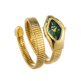 New Luxury Top Fashion Brand Snake Design Gold Colour Stainless Steel Bracelet Quartz Ladies Wristwatches