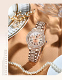 Top Brand Fashion Original Roman Inlaid Zircon Dial Quartz  Waterproof Wrist Watch ForLadies - Ideal Gifts