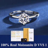 Fabulous 100% Real Moissanite Ring D VVS1 Adjustable Size S925 Sliver GRA Certificate Wedding Rings for Women