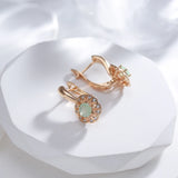 14 Karat Gold Filled Lake Green AAA Zircon Crystal Classic Trendy Drop Earrings For Women