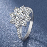 Sunflower Design VVS1 1/2CT Coloured Moissanite Diamonds Engagement Wedding Rings Silver GRA Certified Jewellery