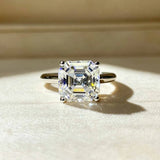 Amazing 1/2/3/5CT Asscher Cut VVS1 D Colour Moissanite Diamond Silver Solitaire Ring
