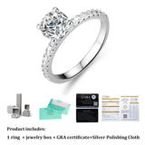 GRA Certified 1-3ct Moissanite Diamond D Colour Four Prong Ring, Real 925 Sterling Silver Fine Jewelry for Women