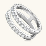 GRA Certified Double-Row Half Eternity Moissanite Diamonds Wedding Engagement Rings Sterling Silver Fine Jewellery