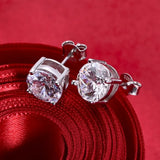 0.5-2 Carat 8.0mm D Colour Moissanite Diamonds Sterling Silver Stud Earrings
