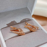 New Luxury Rolled Rose Gold of 14-Karat Purity Vintage Style Geometric Earrings - Trendy Exquisite Jewellery