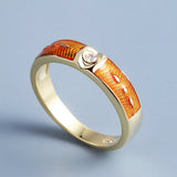 High-quality Handmade Enamel 18KGP AAA Zircon Diamonds Orange Ring
