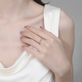 Oval Cut Full Moissanite 925 Sterling Silver with White Gold Plated Wedding Ring