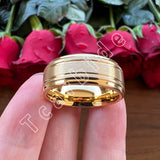 Grooved Stepped Finish 4 Colors 8mm Men Women Tungsten Satin Wedding Rings