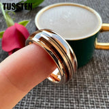 Real Wood Inlay 8MM Rose Gold Colour Guitar String Tungsten Wedding Ring for Men and Women - Fashion Jewellery - The Jewellery Supermarket