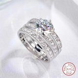 Dazzling 2CT 3-in-1 VVS D Colour Moissanite Diamonds Detachable Stacking Ring Sets Silver Wedding Party Fine Jewellery - The Jewellery Supermarket