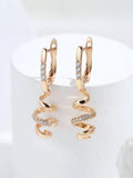 14 Karat Gold Filled Simple Geometric AAA Zircon Diamonds Long Drop Earrings For Women